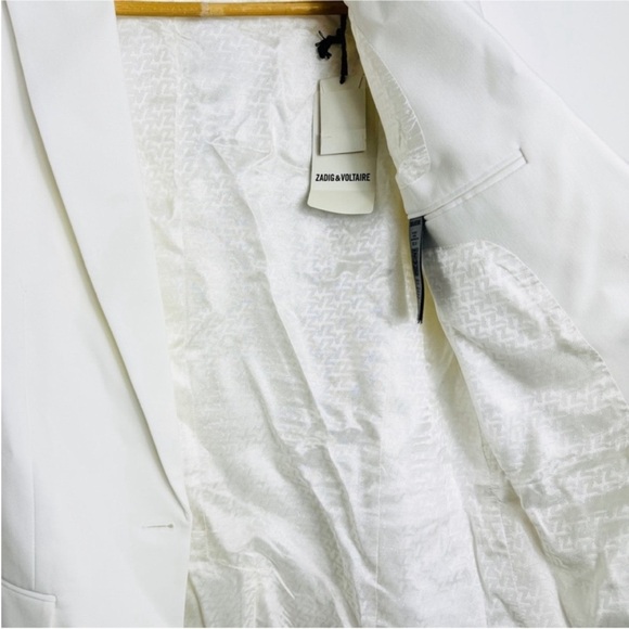 Zadig & Voltaire off-white "Art is Truth" rhinestone embellished blazer NEW - Picture 9 of 14